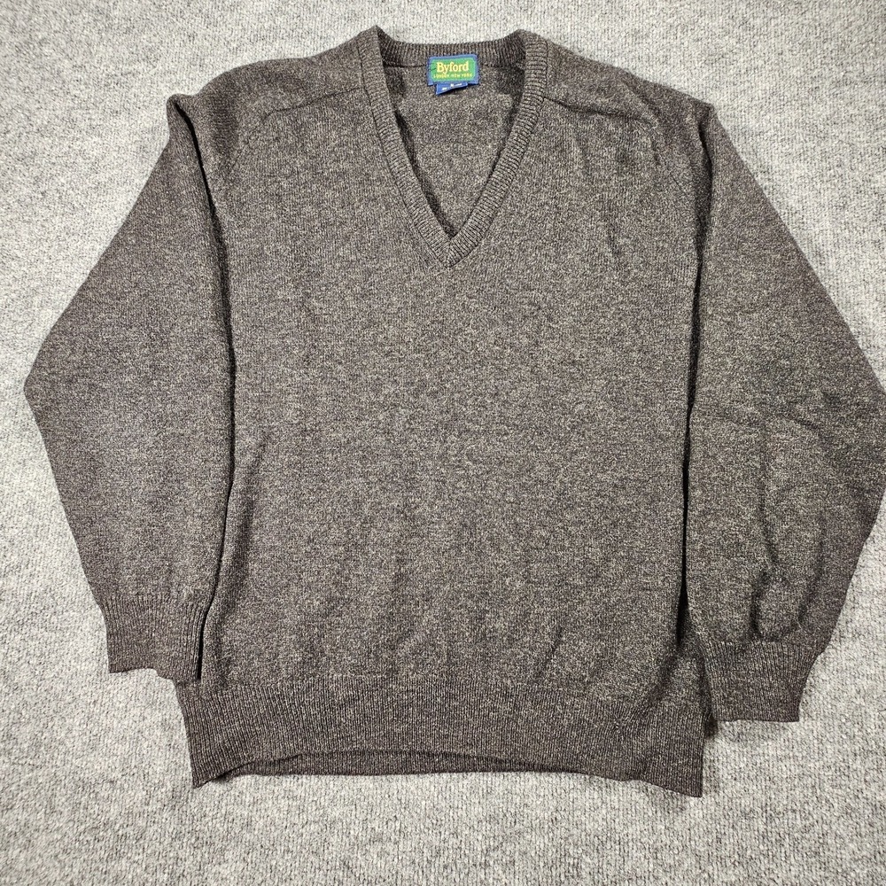 Byford London 100% Lambswool V-Neck Sweater Brown Size M